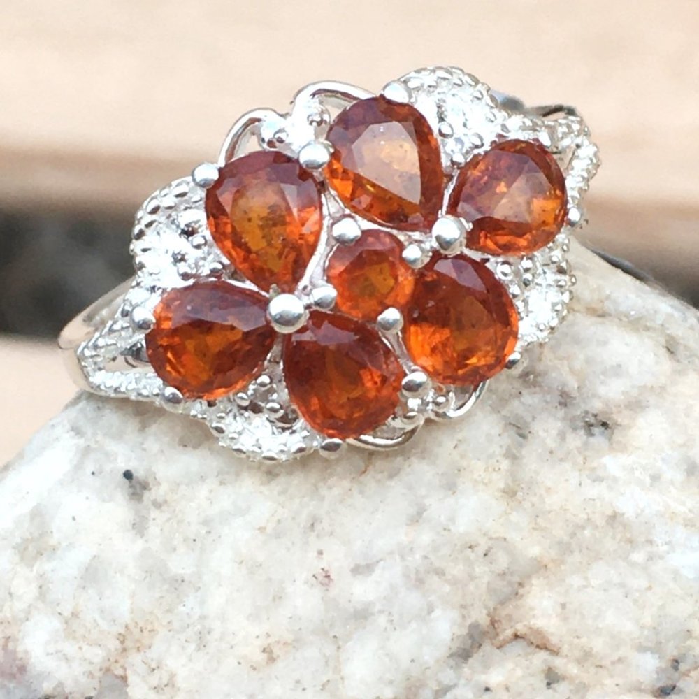 Orange Kyanite Sterling Silver Ring .925 Natural Genuine Gemstones Stamped